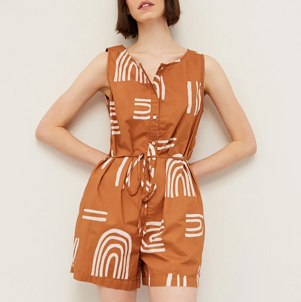 Grade & Gather × Garmentory Arc Print Romper in Brown Sugar